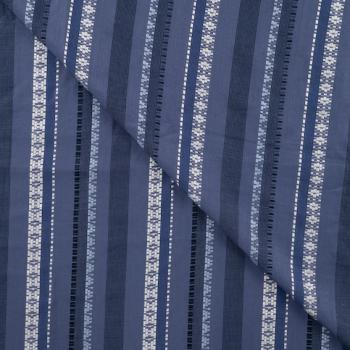 Preview: Viskose Blau mit Ethno Streifen